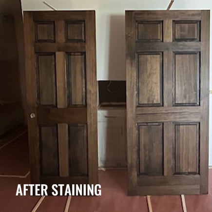 After doors are stained a rich, deep color